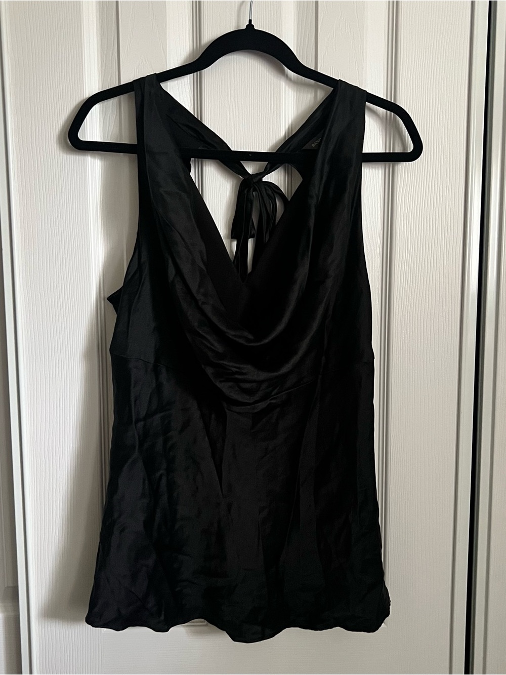 Banana Republic Silk Black Cowl Neck Tie-Back shirt